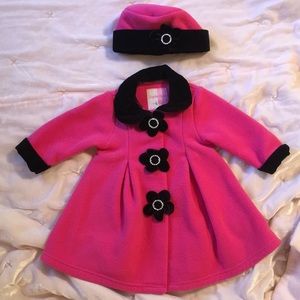 Pink and black coat & hat set